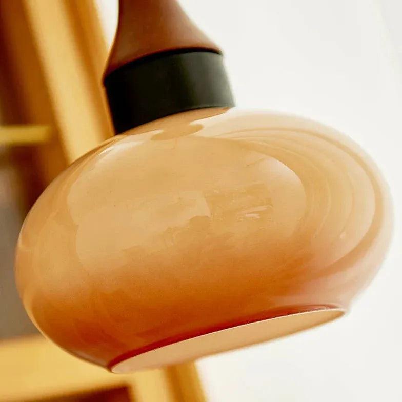 Flat Spherical Brown Glass Vintage Pendant Light - Clowas