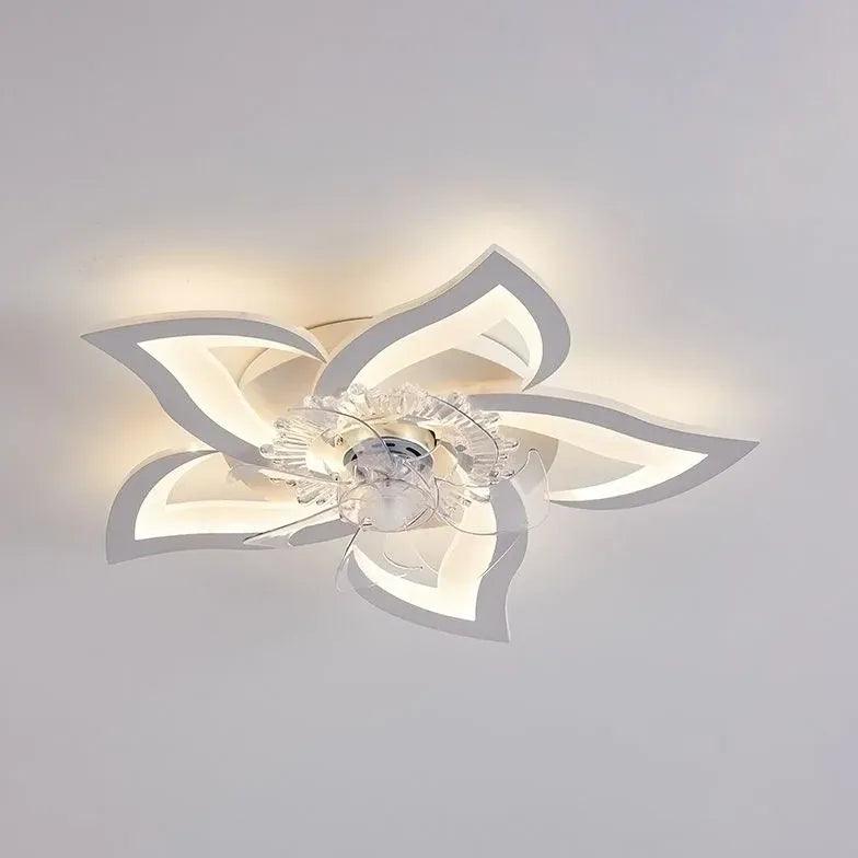 Flower-Shaped White LED Bedroom Ceiling Fan Light - Clowas