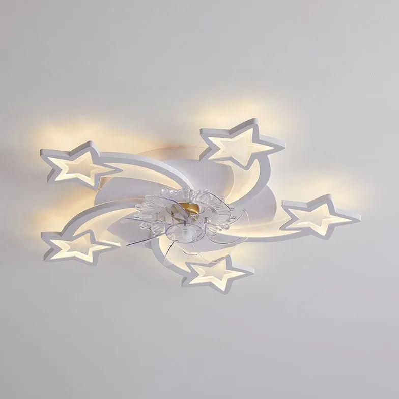 Flower-Shaped White LED Bedroom Ceiling Fan Light - Clowas