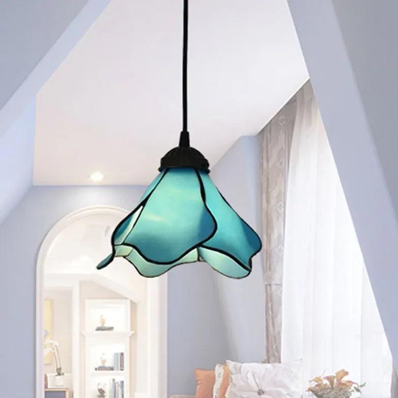 Vintage Colourful Petal Glass Pendant Light Fixture