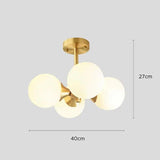 Brass Glass White Globe Ceiling Light for Bedroom