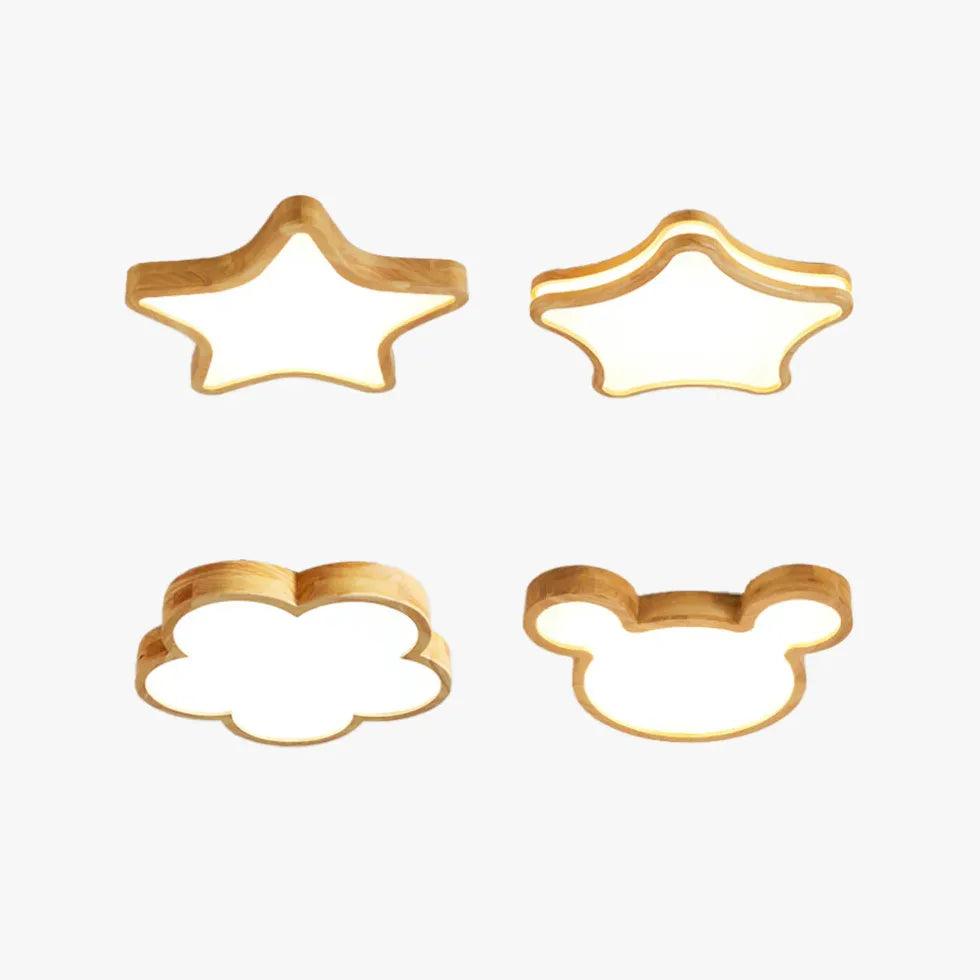Wooden Star-Shaped Children's Ceiling Light - Clowas