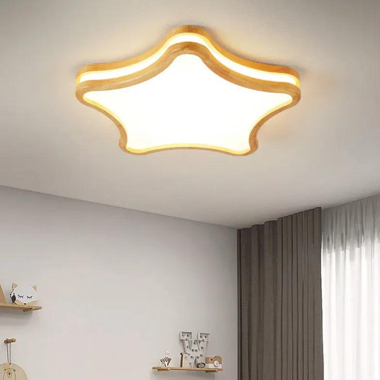 Wooden Star-Shaped Children's Ceiling Light - Clowas