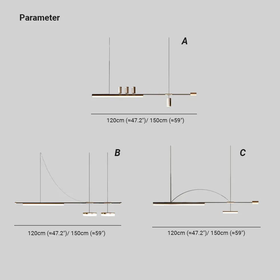 Linear Black Gold LED Dining Room Pendant Light - Clowas