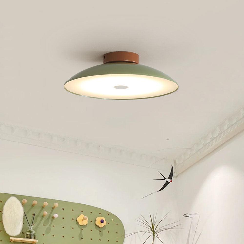 Cream Eye-Caring Flush Green Ceiling Light