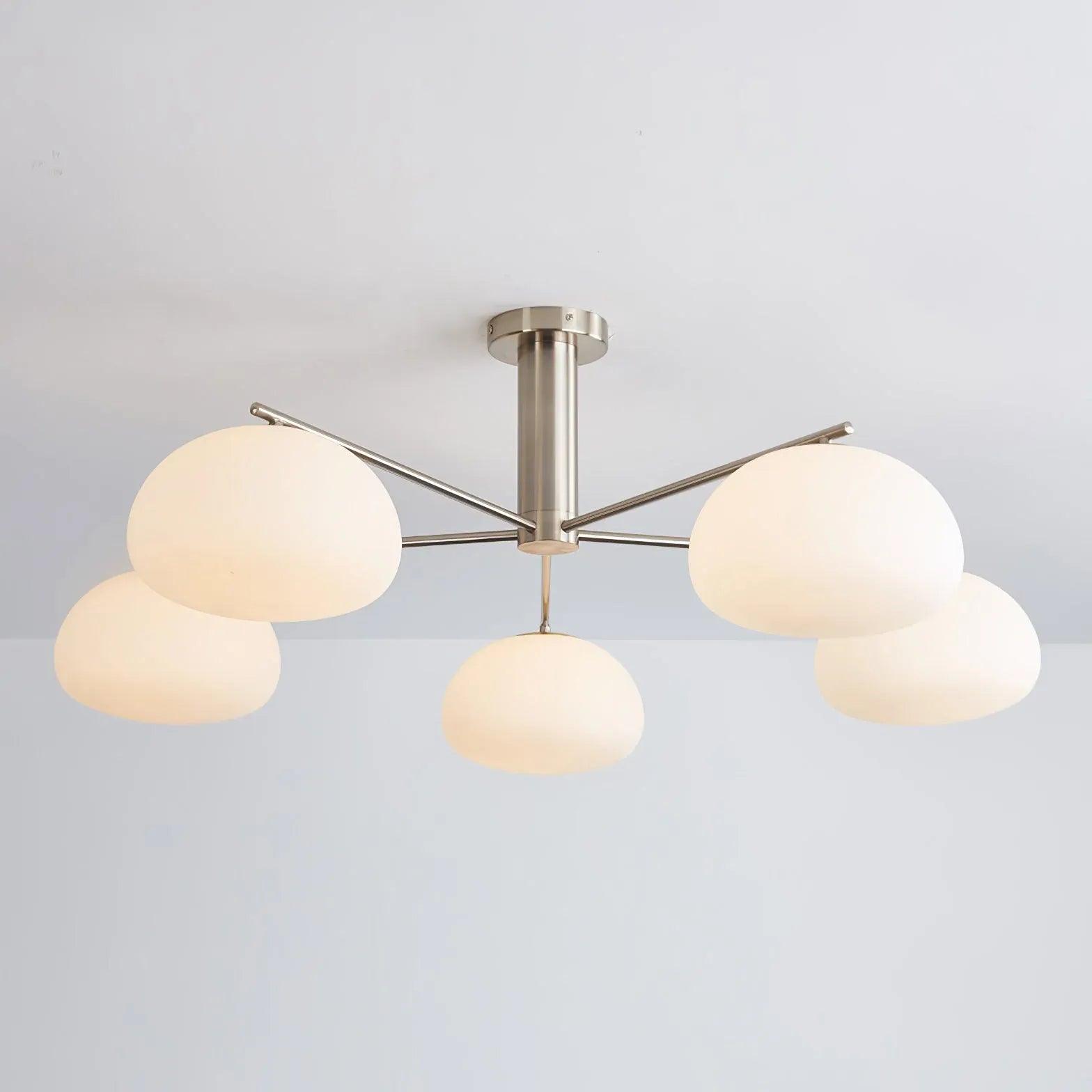 Frosted Glass Shade Modern White Chandelier - Clowas