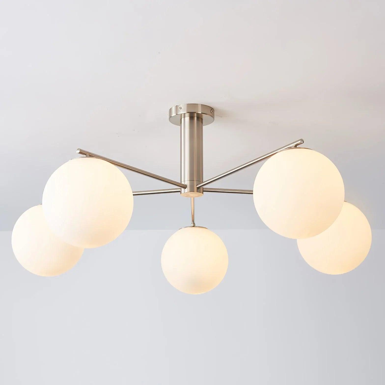Frosted Glass Shade Modern White Chandelier - Clowas