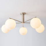 Frosted Glass Shade Modern White Chandelier - Clowas