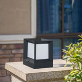 Frosted Glass Square Solar Outdoor Pillar Lights - Clowas