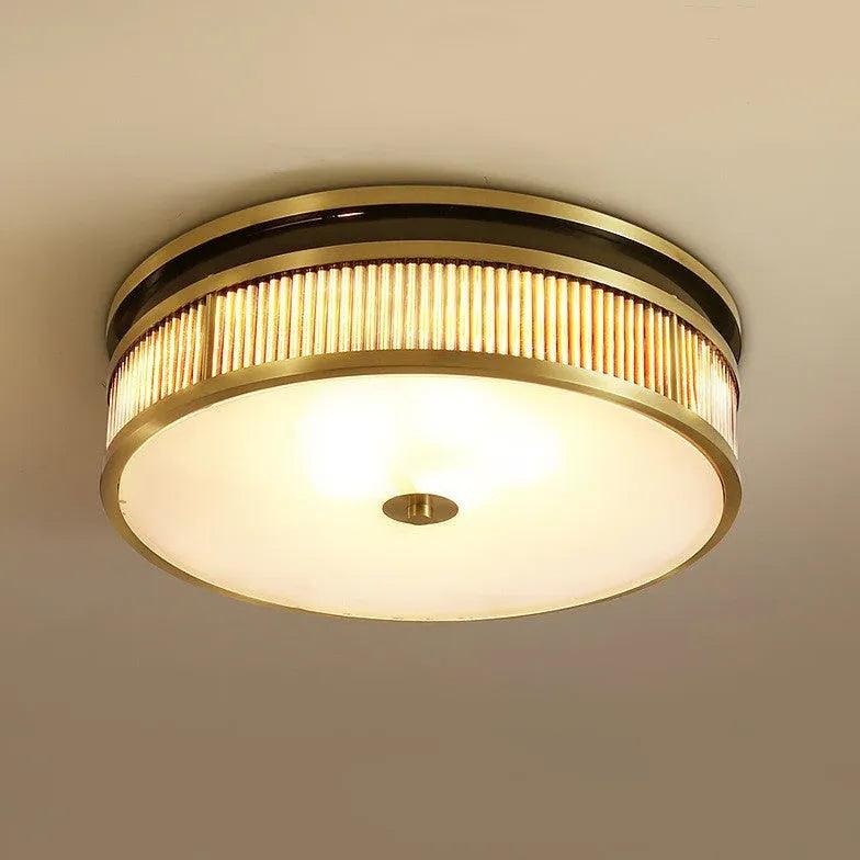 Frosted Stripes Modern Gold Flush Ceiling Lights - Clowas