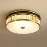 Frosted Stripes Modern Gold Flush Ceiling Lights - Clowas
