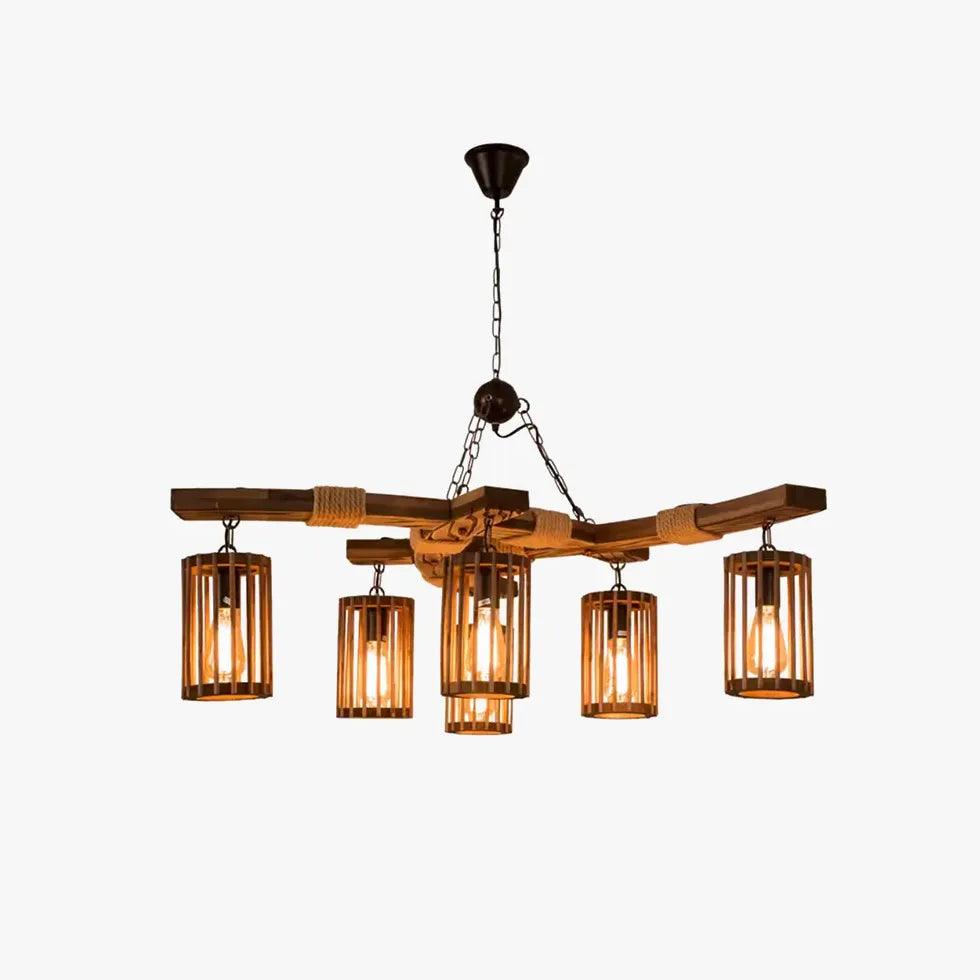 Gear Cage Vintage Wooden Chandelier - Clowas