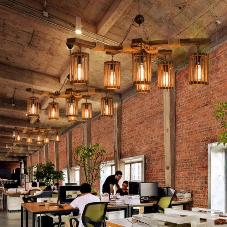 Gear Cage Vintage Wooden Chandelier - Clowas