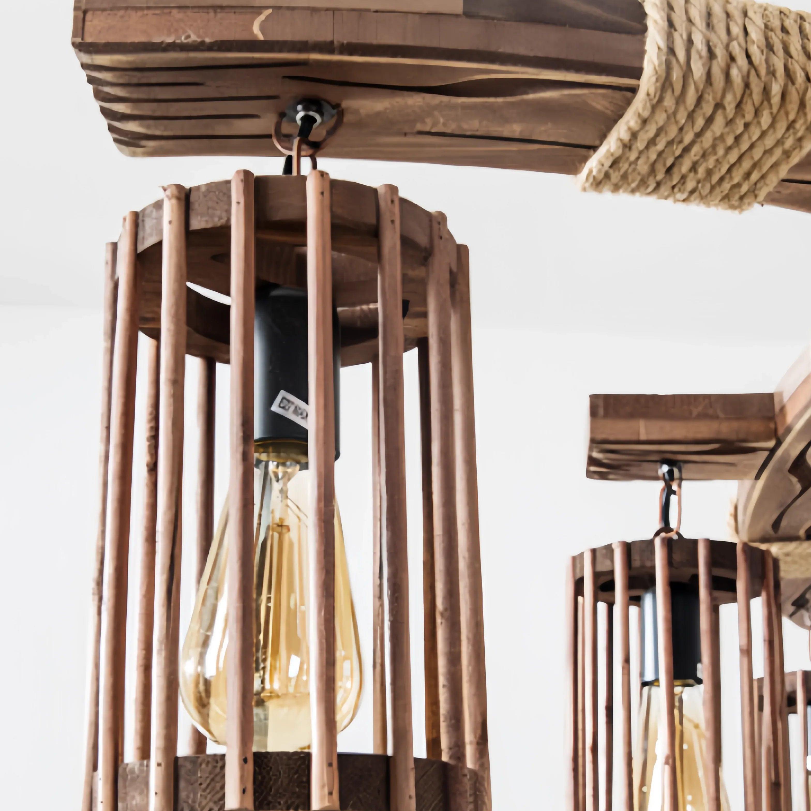 Gear Cage Vintage Wooden Chandelier - Clowas