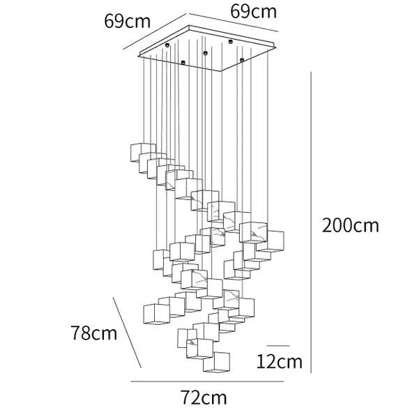 Geometric Cube Modern LED Dining Room Pendant Light - Clowas