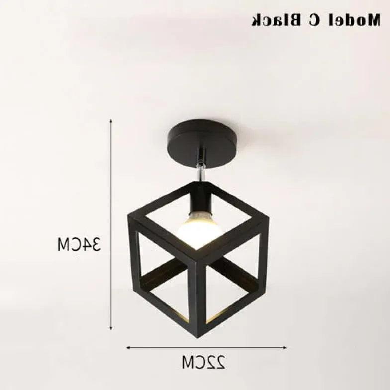 Geometric Metal Frame Black Modern Ceiling Light - Clowas