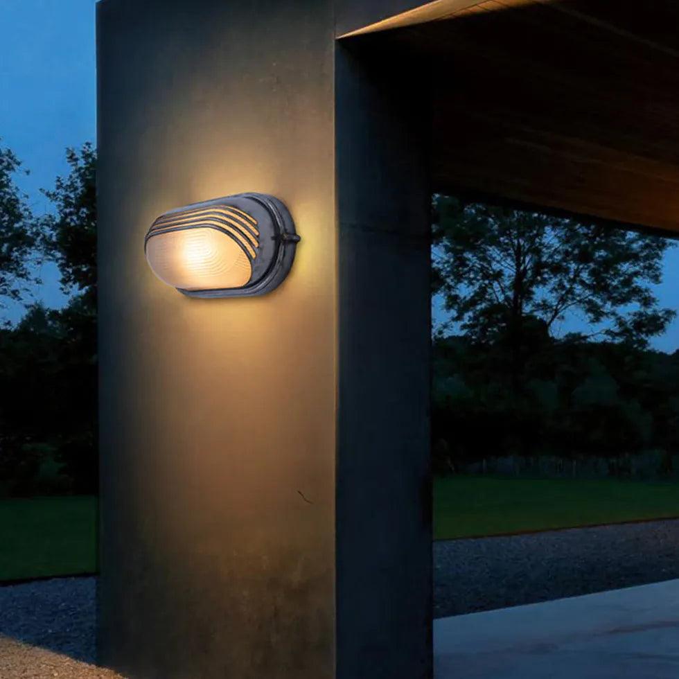 Geometric Silver Industrial Outdoor Wall Lights - Clowas