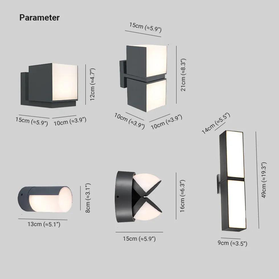 Geometry Rotatable Black Led Outdoor Wall Lights - Clowas