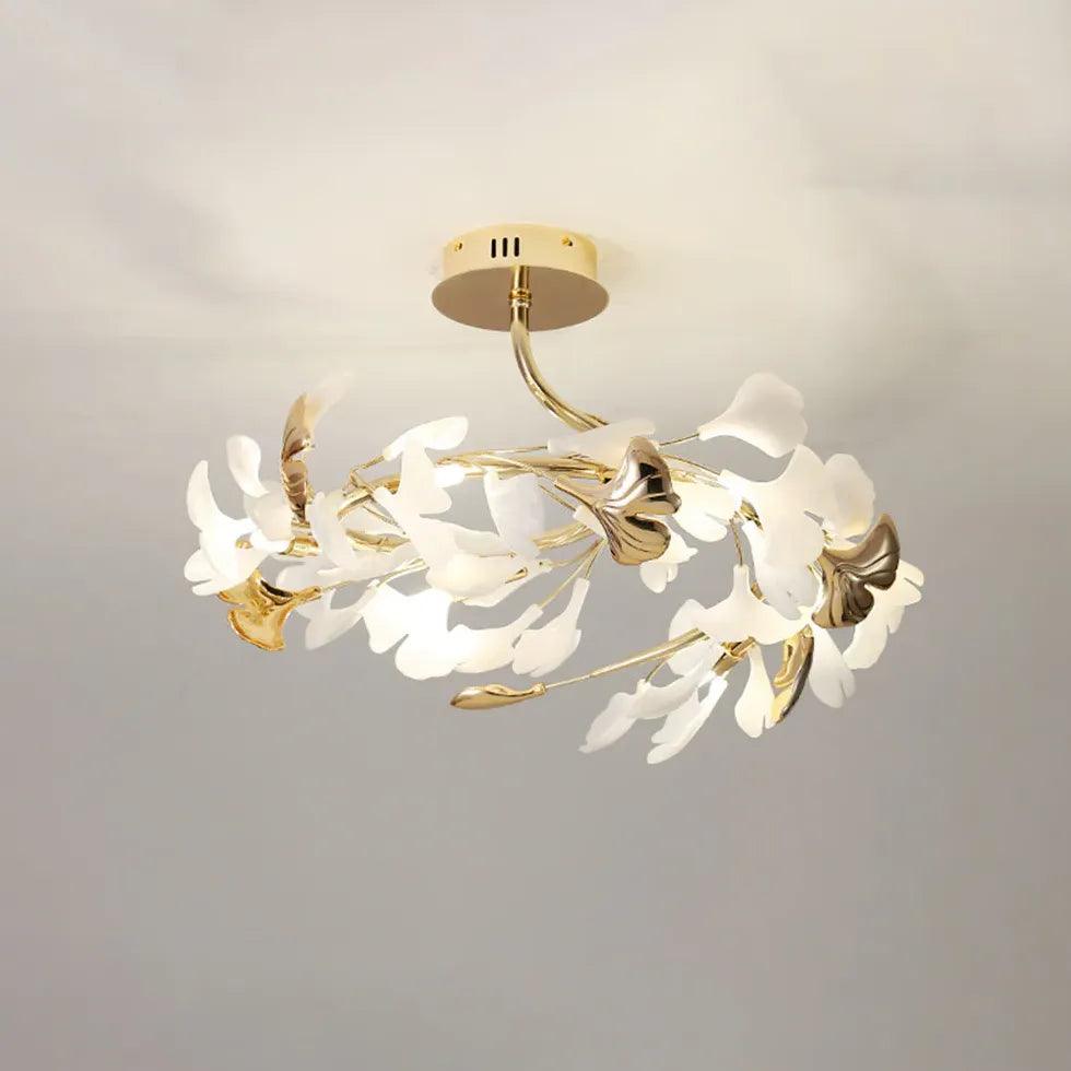 Ginkgo Leaf Gold Modern Flush Ceiling Lights - Clowas