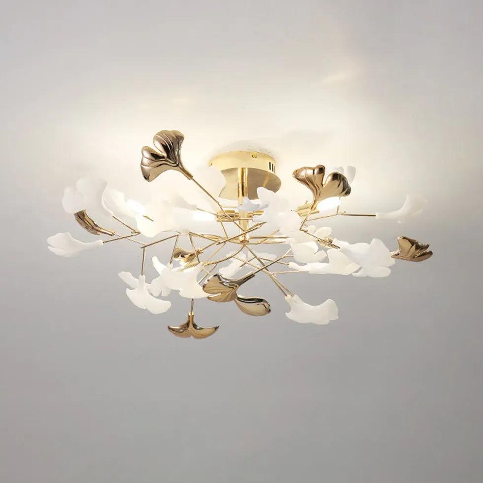 Ginkgo Leaf Gold Modern Flush Ceiling Lights - Clowas