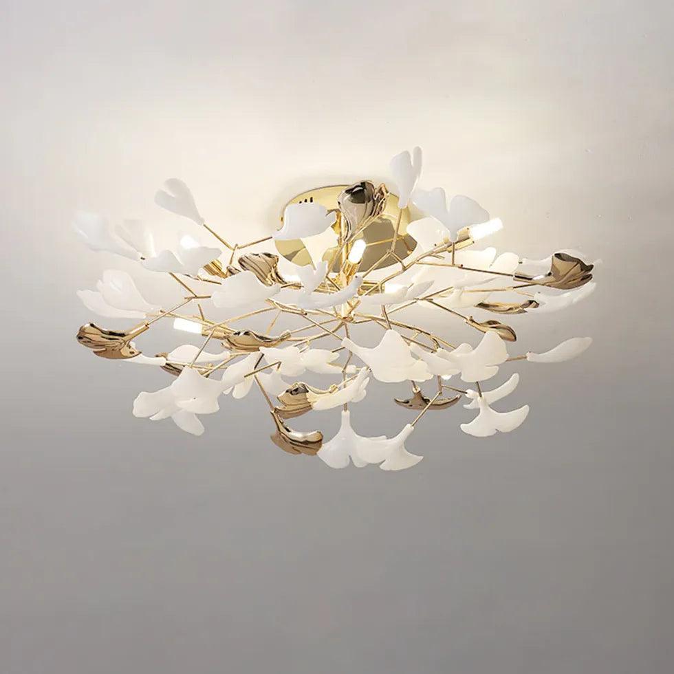 Ginkgo Leaf Gold Modern Flush Ceiling Lights - Clowas