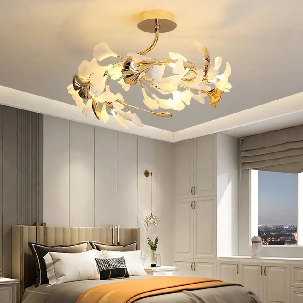 Ginkgo Leaf Gold Modern Flush Ceiling Lights - Clowas