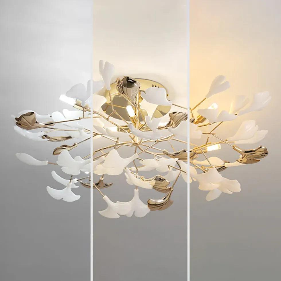 Ginkgo Leaf Gold Modern Flush Ceiling Lights - Clowas