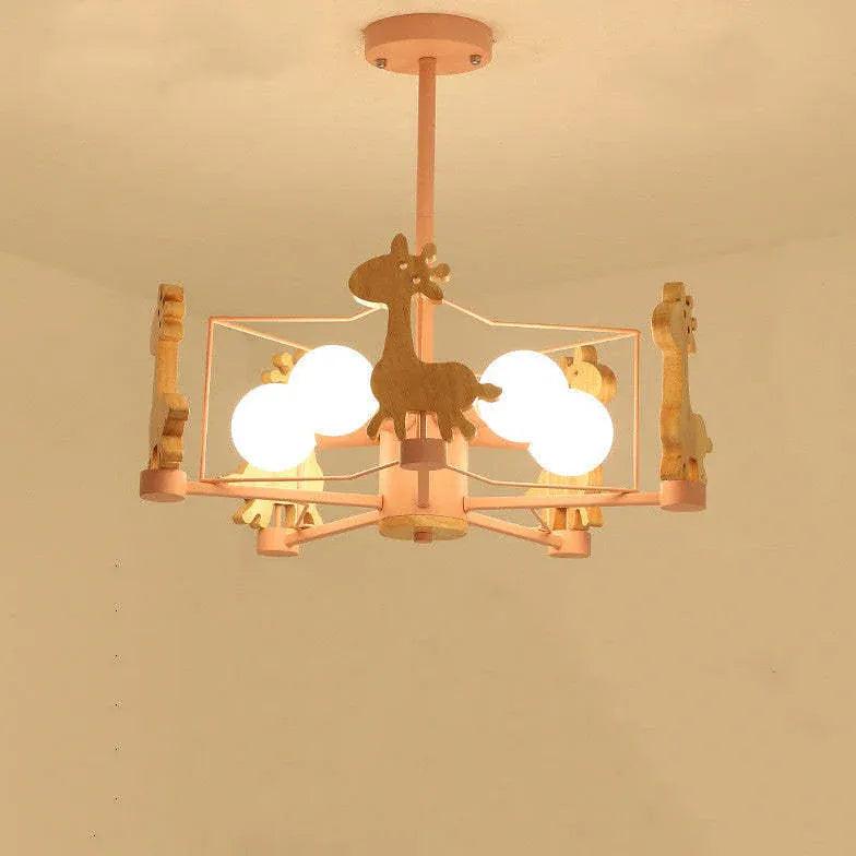 Giraffes Led Semi-flush Light Wood - Clowas