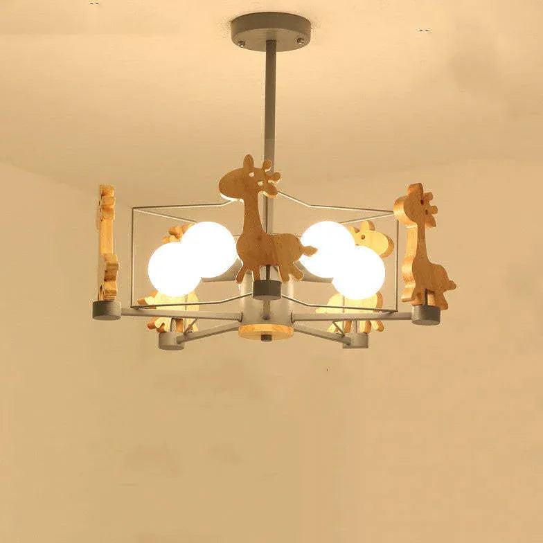Giraffes Led Semi-flush Light Wood - Clowas