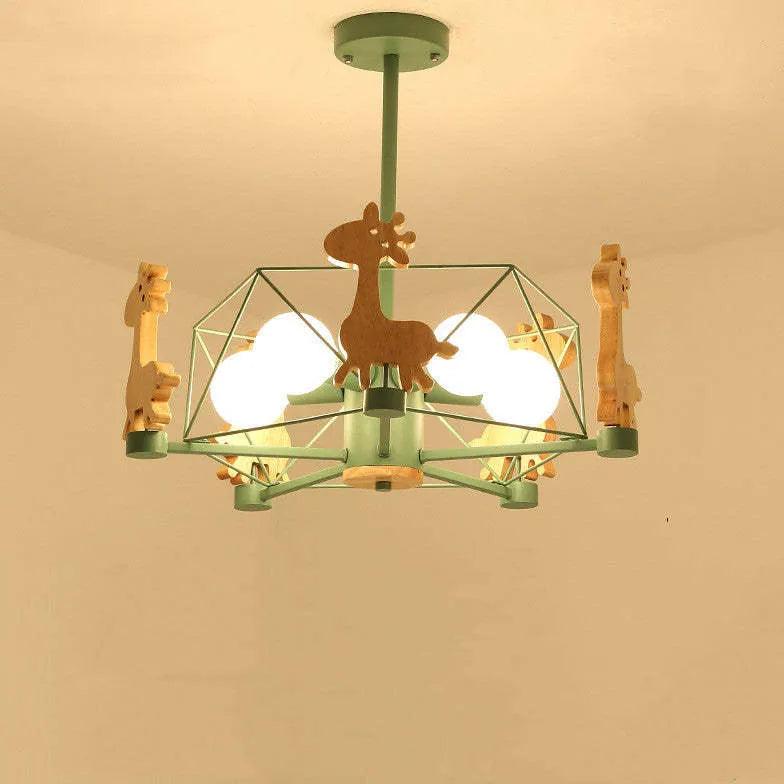 Giraffes Led Semi-flush Light Wood - Clowas