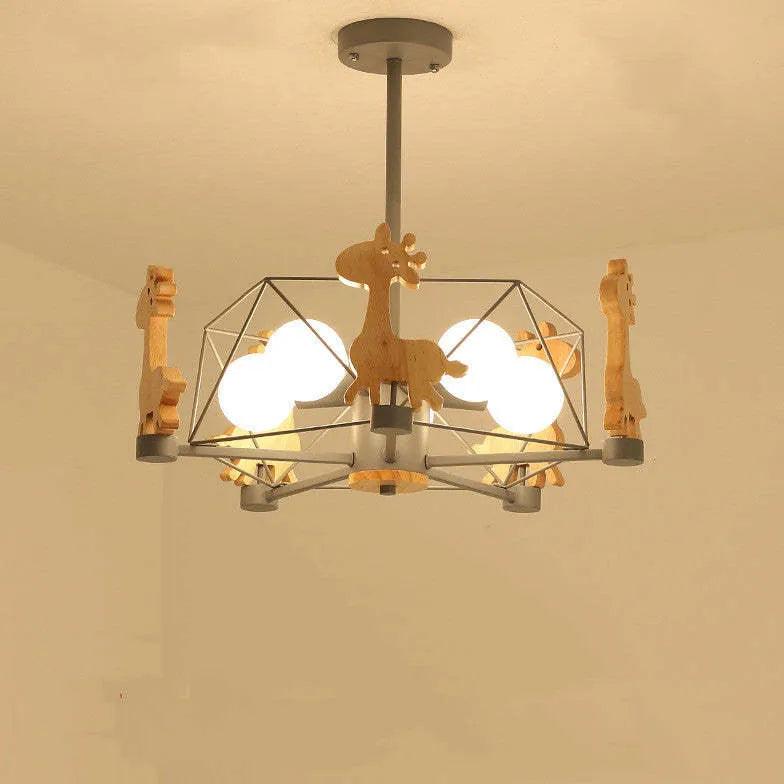 Giraffes Led Semi-flush Light Wood - Clowas