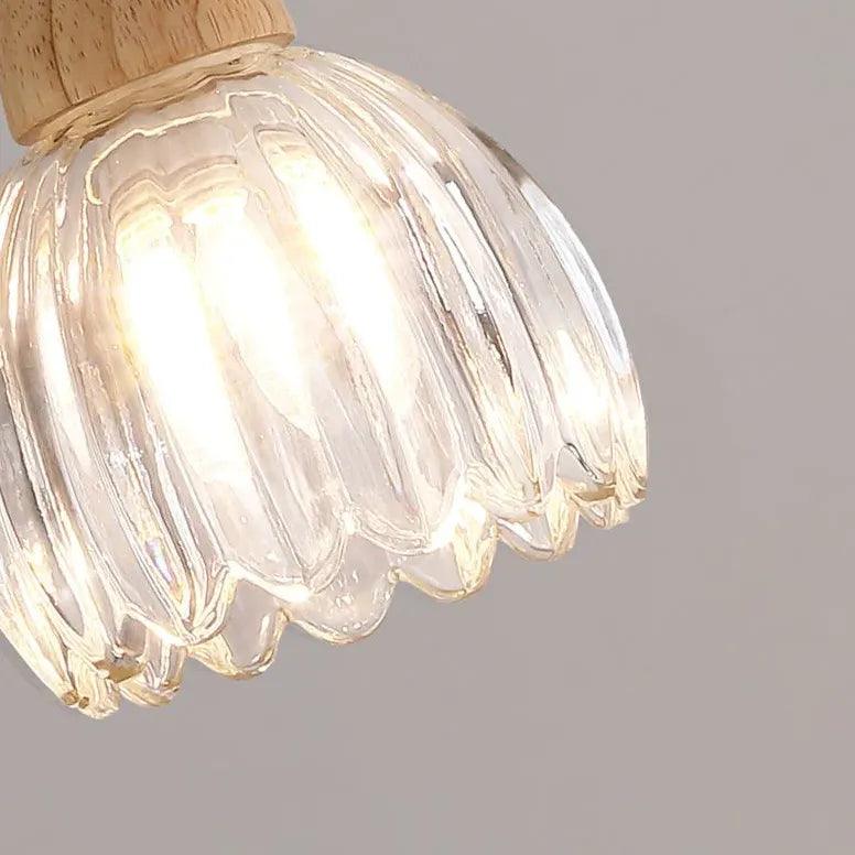 Glass and wooden base vintage wall lamp - Clowas