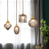 Gold Geometric Glass Bedroom Pendant Light - Clowas
