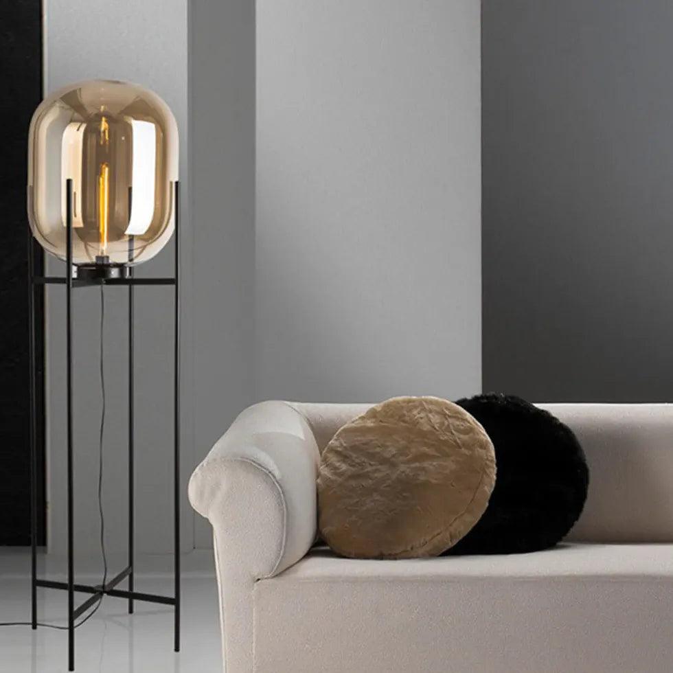 Floor Lamp with Square Base Glass Globe Design