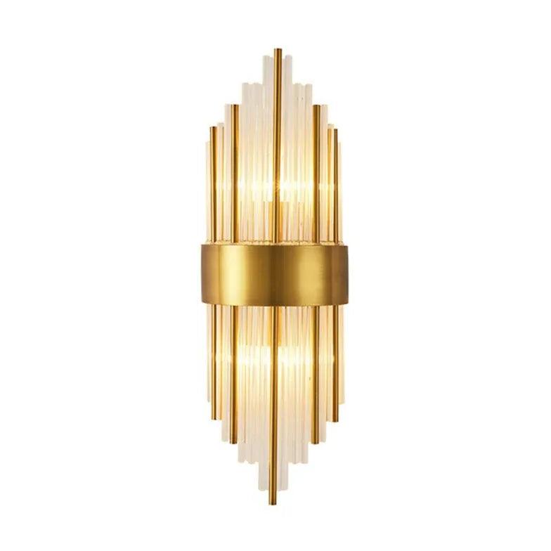 Gold Columnar Crystal Bedroom Wall Lights - Clowas