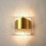 Gold Columnar Crystal Bedroom Wall Lights - Clowas