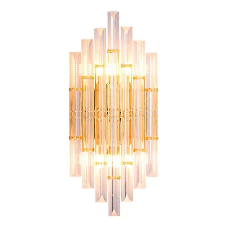Gold Columnar Crystal Bedroom Wall Lights - Clowas