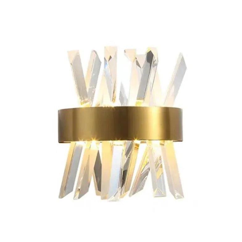Gold Columnar Crystal Bedroom Wall Lights - Clowas