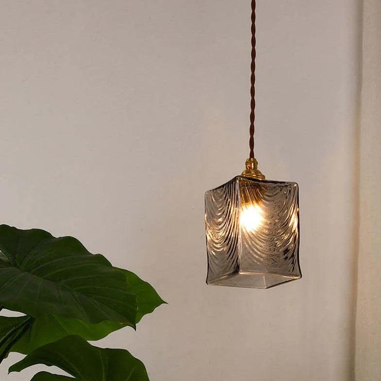 Gold Geometric Glass Bedroom Pendant Light - Clowas