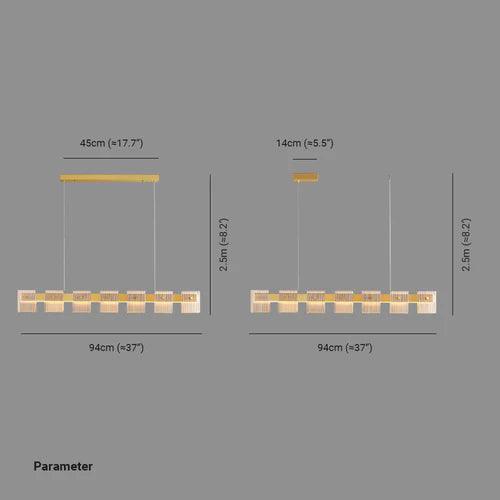 Gold Glass Linear Dining Room Pendant Light - Clowas