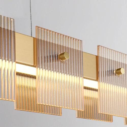 Gold Glass Linear Dining Room Pendant Light - Clowas