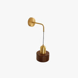 Modern Walnut Brass Wooden Wall Light for Bedroom