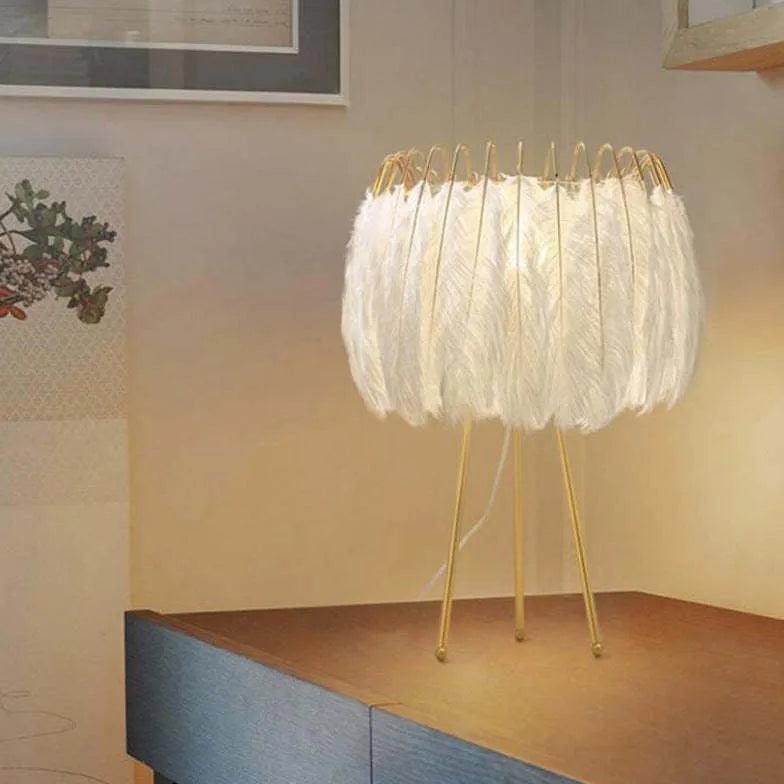 Golden Feather Transparent Tripod Floor Lamp - Clowas