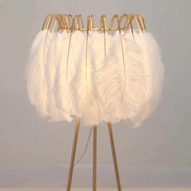 Golden Feather Transparent Tripod Floor Lamp - Clowas