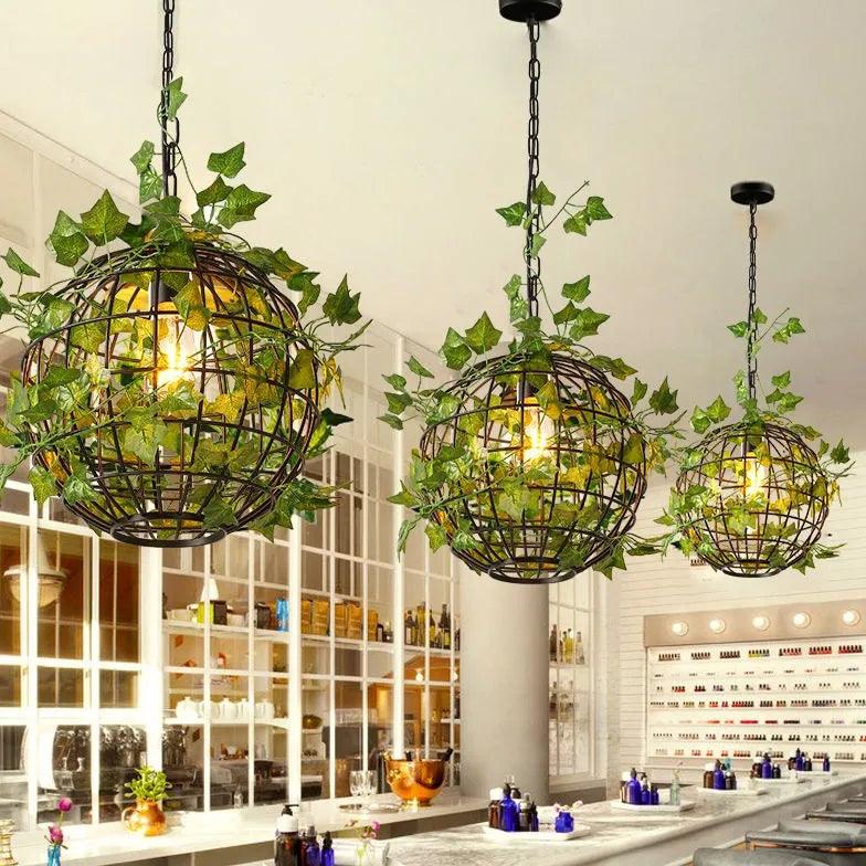 Green Plants Decorative Spherical Pendant Light - Clowas