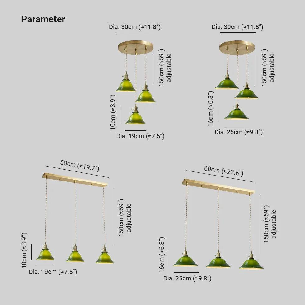 Green Vintage Glass Living Room Pendant Light - Clowas