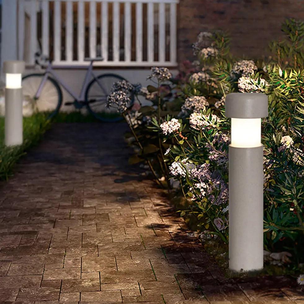 Grey Cylinder Garden Bollard Lights - Clowas