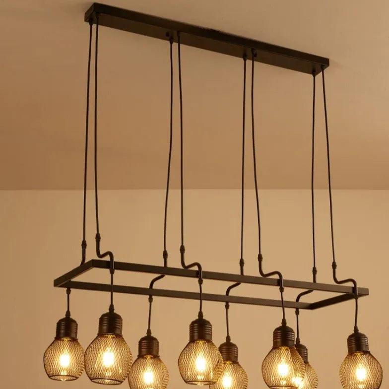 Grid Light Bulb Black Dining Room Chandelier - Clowas