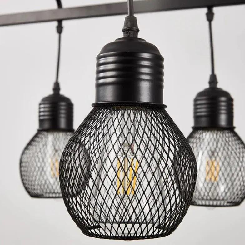 Grid Light Bulb Black Dining Room Chandelier - Clowas