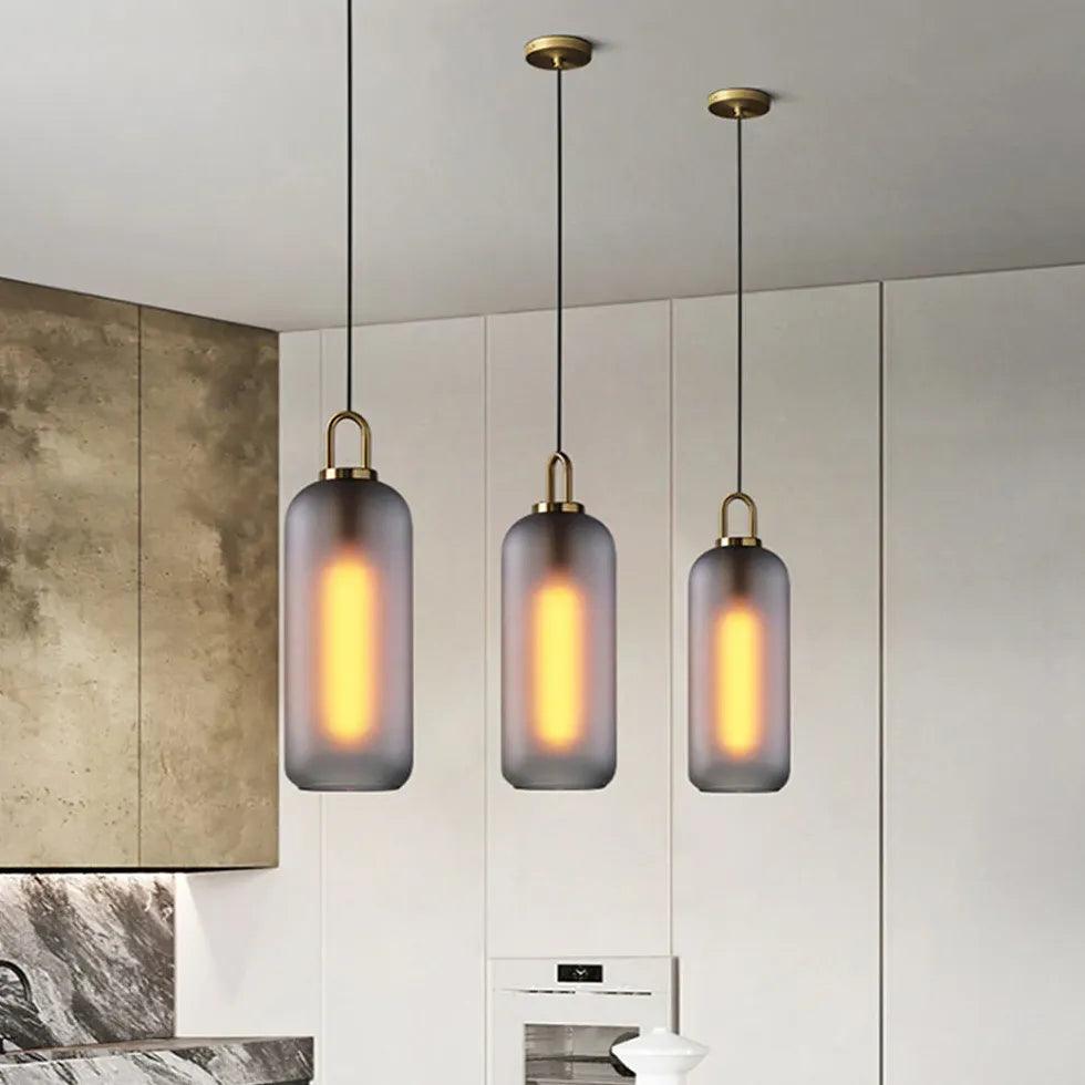 Smoke Grey Frosted Glass Industrial Pendant Light - Clowas